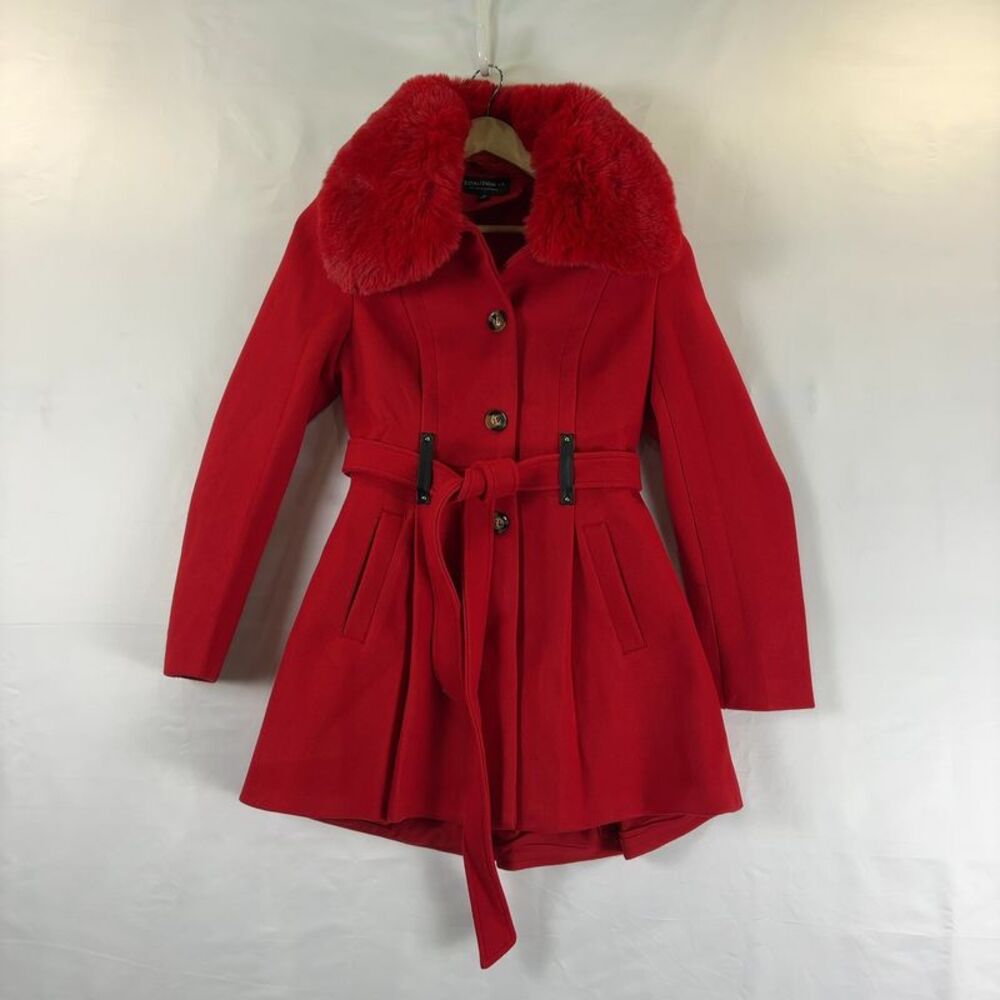 Coalition LA Blair Peplum Fur Trim Peacoat